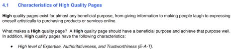 what are the characteristics of a high quality page